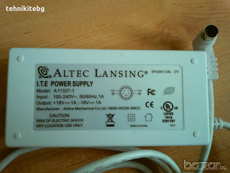 Altec Lansing адаптер - 18V , 1A , внос от Англия, снимка 1