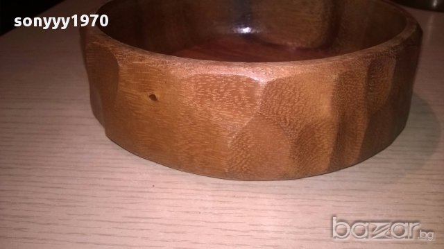 Ретро купа кръгла 15.5х4.5см-тиково дърво-внос швеицария, снимка 9 - Антикварни и старинни предмети - 17245320