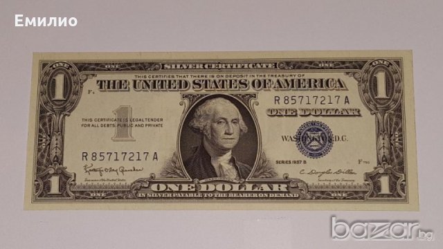 $1 Dollar Silver Certificate 1957-B.Block R A. UNCIRCULATED, снимка 1 - Нумизматика и бонистика - 16996460