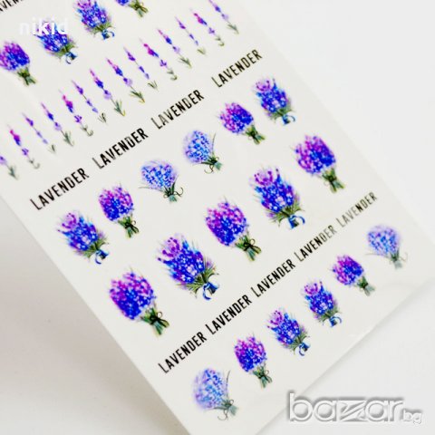 ds-429 Лавандула лист татос ваденки водни стикери за нокти маникюр декорация, снимка 2 - Продукти за маникюр - 20815024