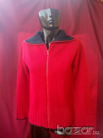 Вълнена жилетка с цип в червено и тъмно синьо М, снимка 1