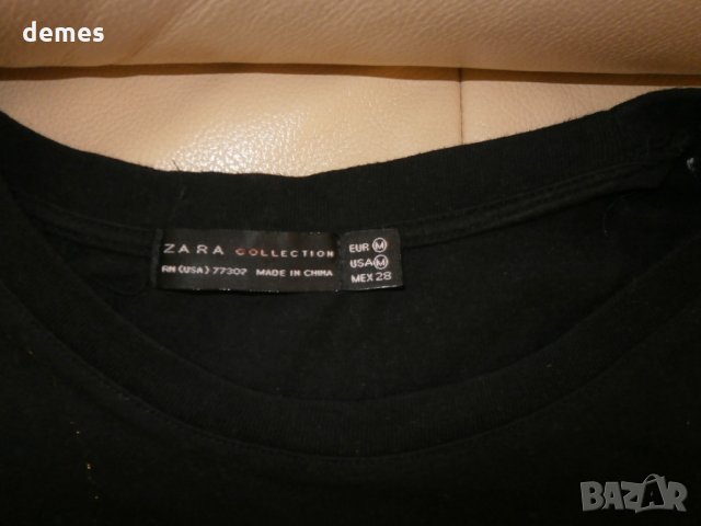 Черна дамска тениска ZARA - размер М, снимка 5 - Тениски - 21942088