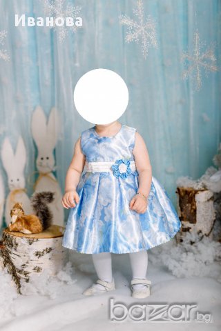 Официална детска рокля в синьо с болеро, снимка 7 - Бебешки рокли - 17302358