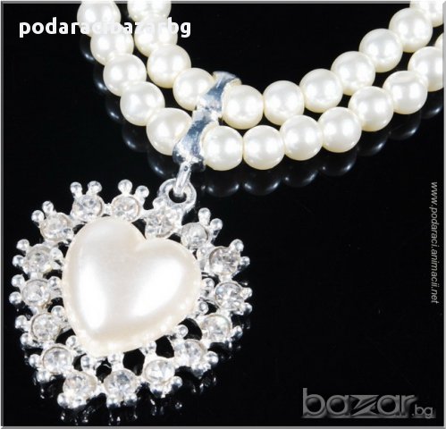 КОМПЛЕКТ – СЪРЦЕ С ДВУРЕДНИ ПЕРЛИ, снимка 1