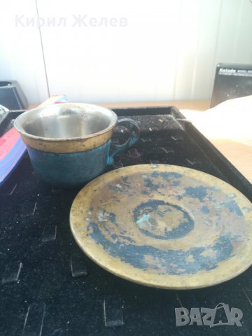 Стара чашка с чинийкабронз-9955, снимка 8 - Други ценни предмети - 25851998