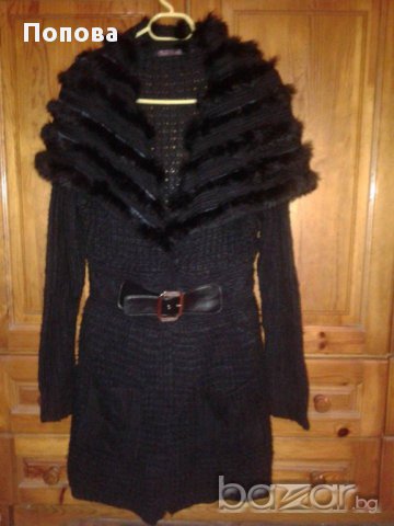  Маркова жилетка с огромна яка с декор естествена кожа 