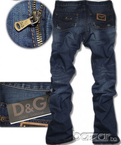 D&G Dolce and Gabbana Destroyed Indigo Zipped Pocket Large Plate Мъжки Дънки size 50 (34), снимка 3 - Дънки - 6839068