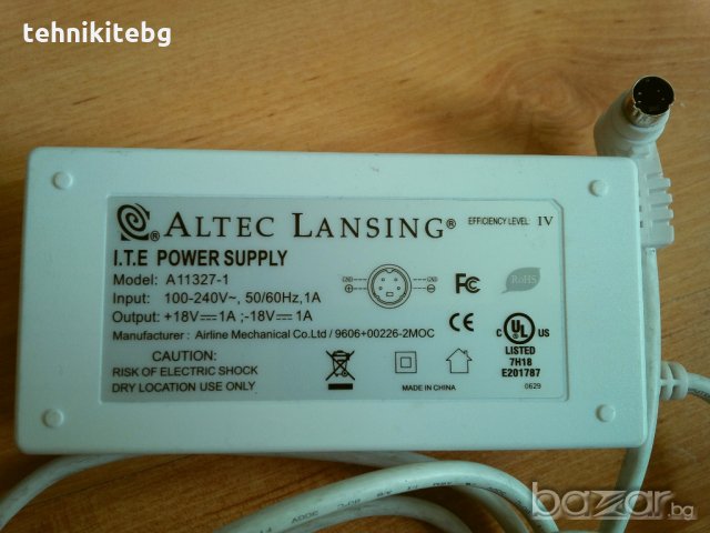 Altec Lansing адаптер - 18V , 1A , внос от Англия, снимка 1 - Други - 18795735