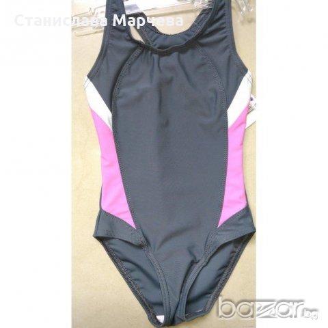 Детски бански Prestige момичета 0056 сив с розово 4г., снимка 1 - Водни спортове - 20676439