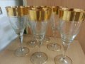 Ретро стъклени чаши за вино с много позлата, снимка 14