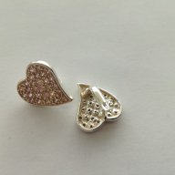 Сребърен комплект ,  сърца с розови  цирконий - пръстен и обеци  - сребро проба 925 , снимка 4 - Бижутерийни комплекти - 17497919