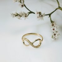 златен пръстен - БЕЗКРАЙНОСТ - 1.41 грама/размер №55, снимка 3 - Пръстени - 20986224