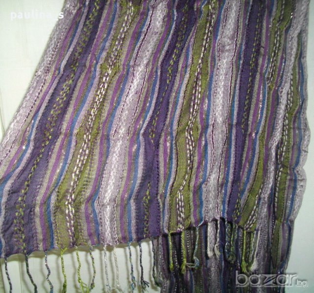 Атрактивен копринен шал с ламена нишка, снимка 1