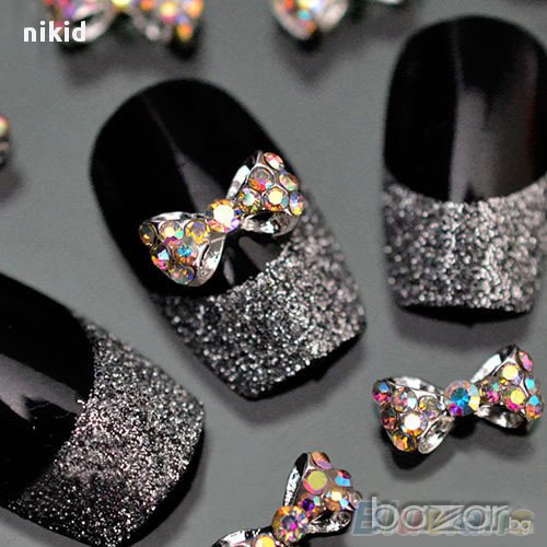 бижу за нокти панделки с цветни камъни декорация украса за маникюр, снимка 1