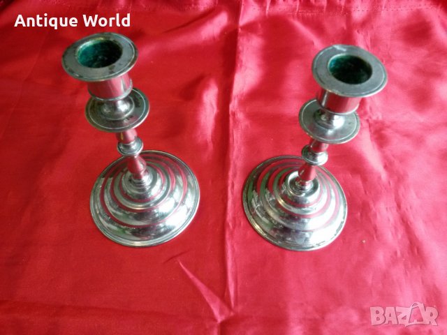 Комплект Стари Каминни Свещници, снимка 2 - Антикварни и старинни предмети - 24775481