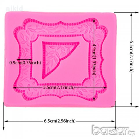 малка ретро рамка с листенца и стойка силиконов молд форма украса декор торта фондан шоколад, снимка 2 - Форми - 17280536