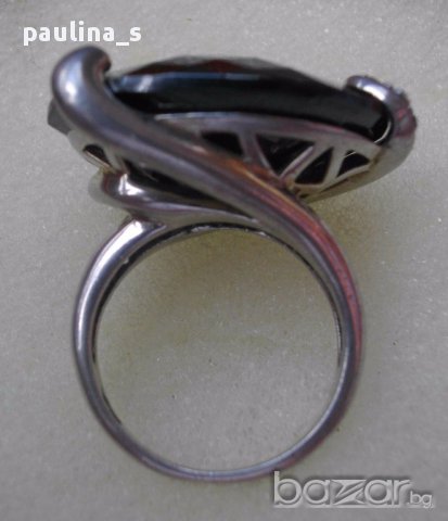 Масивен сребърен пръстен с черен шпинел / проба 925, снимка 4 - Пръстени - 15727690