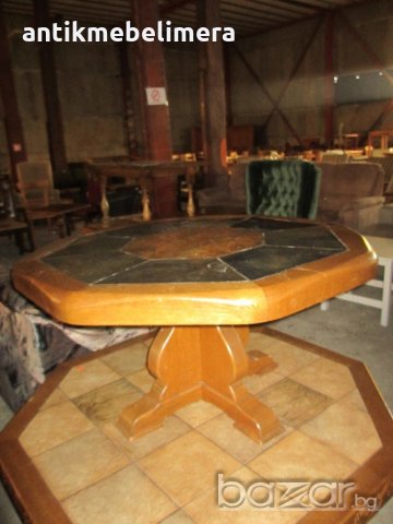 Осмоъгълна маса с каменен плон  - внос от Европа, снимка 5 - Маси - 21122275