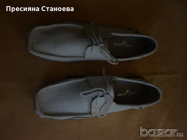 Дамски бели мокасини Мат Стар, снимка 2 - Дамски ежедневни обувки - 19106971