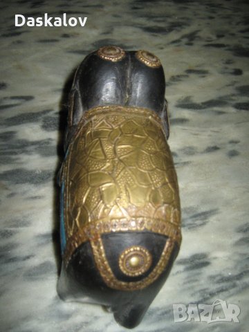 Продавам дървено декоративно слонче с месингов обков, снимка 3 - Статуетки - 21521098