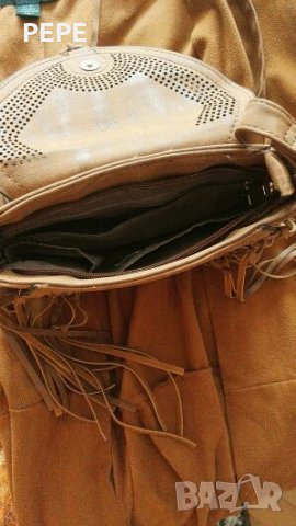 Кафяв сет сандали и чанта с ресни , снимка 11 - Сандали - 22086047