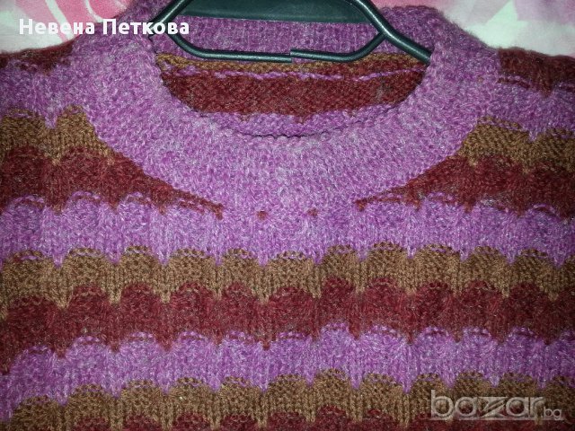 Дамски плетен пуловер на райета, снимка 2 - Блузи с дълъг ръкав и пуловери - 12769122