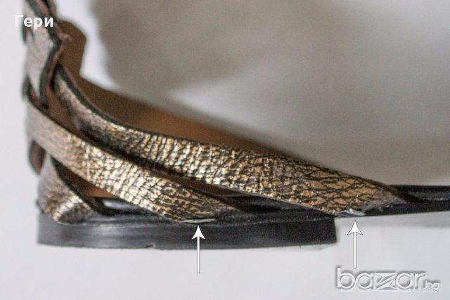 Естествена кожа, дамски сандали цвят бронз, снимка 7 - Сандали - 17553612