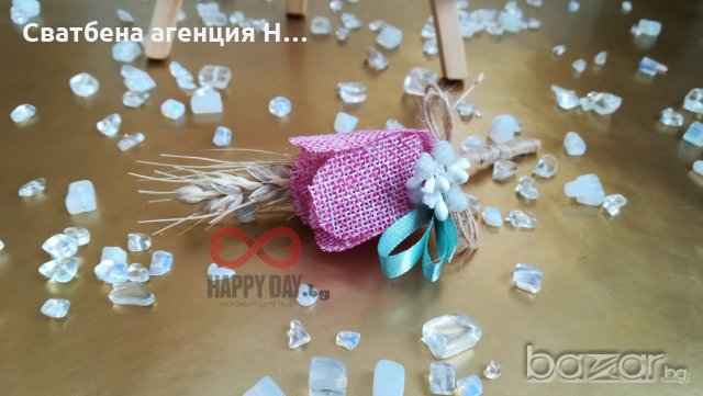 Сватбена бутониера за ревер Миа (лен)