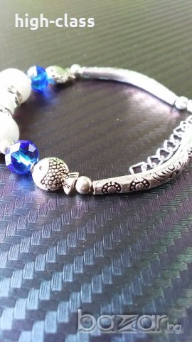 Разпродажба Ръчно правена гривна Индия порцелан и кристали, снимка 5 - Гривни - 19097907
