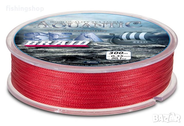 Четиринишково плетено влакно - AQUANTIC Sea Braid -300 м, червено, снимка 2 - Такъми - 23087313
