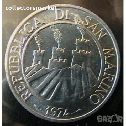 5 лири 1974, Сан Марино, снимка 2 - Нумизматика и бонистика - 24318872