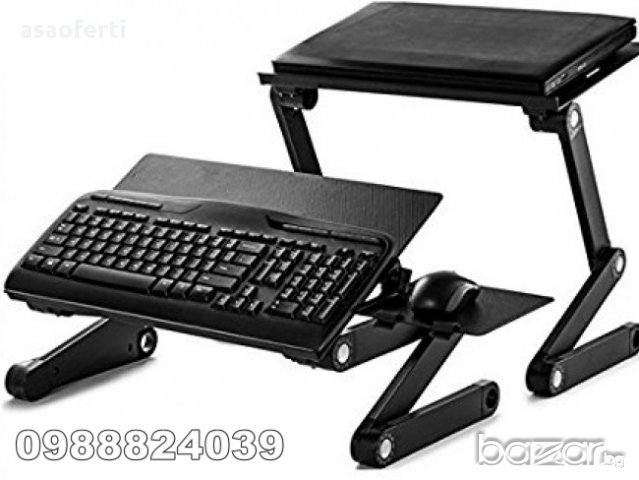 Метална сгъваема маса за лаптоп Т9, снимка 3 - Лаптоп аксесоари - 16858453