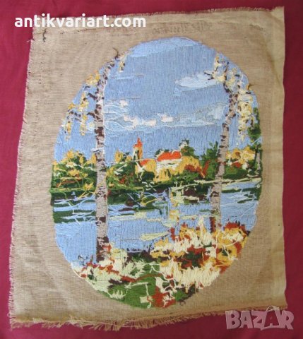 19 век Стари Ръчно Шити Гоблени 2 броя Загреб, снимка 5 - Антикварни и старинни предмети - 25417510