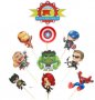 Avengers Отмъстителите Капитан Америка Хълк Айрън герои Happy Birthday сет топери клечки  за торта , снимка 2