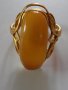 Дамски руски пръстен с натурален кехлибар, снимка 3