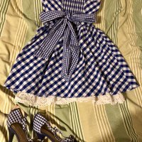 Morgan Дамска рокля и сандали - бяло и синьо каре, снимка 5 - Рокли - 24844812