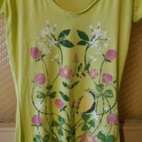 Дам.тениска-"H&M"-/памук/-жълто-зелена. Закупена от Италия., снимка 5 - Тениски - 21975230