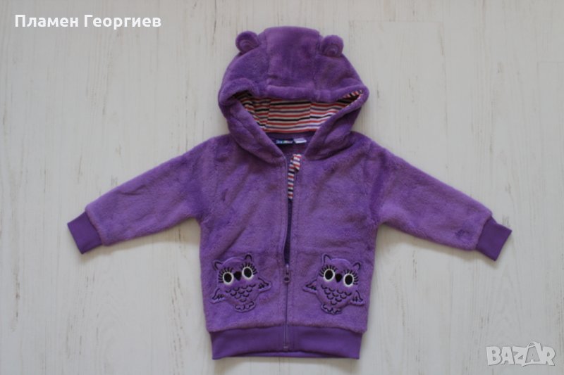Лилав суичър с качулка 74/80, снимка 1