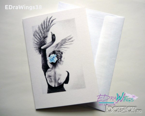 Картичка "Лебед" / балерина, танц, изкуство, снимка 3 - Други - 21060695