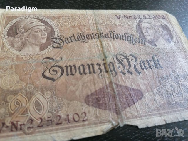 Райх банкнотa - Германия - 20 марки | 1914г., снимка 3 - Нумизматика и бонистика - 25621645