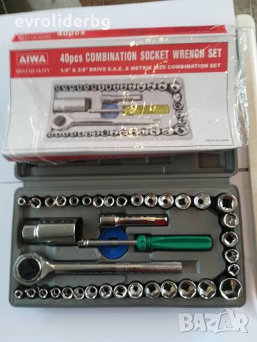 СУПЕР ПРОМОЦИЯ!!! ГЕДОРЕ AIWA 40части 1/4"-3/8"., снимка 2 - Куфари с инструменти - 22571930