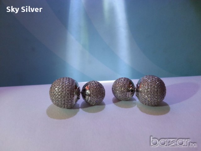 Топчестите сребърни обеци, снимка 2 - Обеци - 16065700