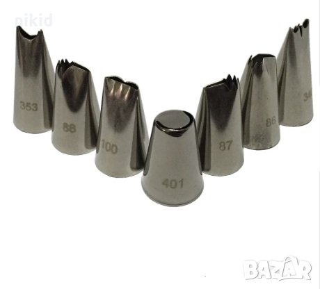 7 бр заострени извити дюза накрайник за пош шприц украса торта декор