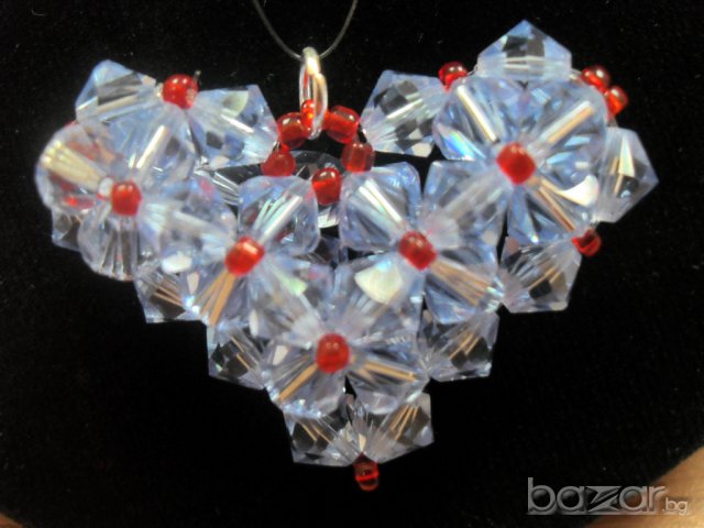 Сърце с кристали Сваровски 003, снимка 9 - Колиета, медальони, синджири - 7419596