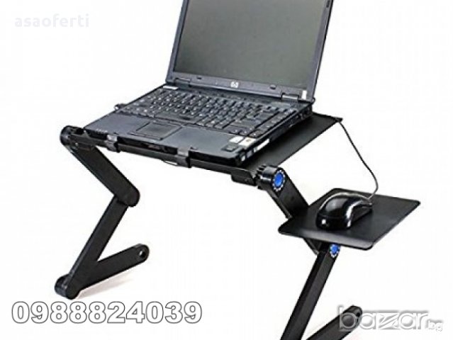 Метална сгъваема маса за лаптоп Т9, снимка 4 - Лаптоп аксесоари - 16858453