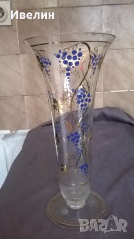 стъклена ваза ръчно декорирана, снимка 2 - Вази - 25718478