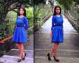 Синя рокля с тюл, снимка 1 - Рокли - 20222971