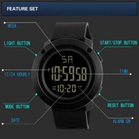 Нов спортен часовник хронометър и други функции черен 51мм, снимка 3 - Спортна екипировка - 23031159