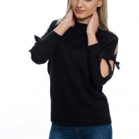 🎀 Дамски Пуловер с Декорирани 🎀 на ръкава 🎀, снимка 2 - Блузи с дълъг ръкав и пуловери - 23693672