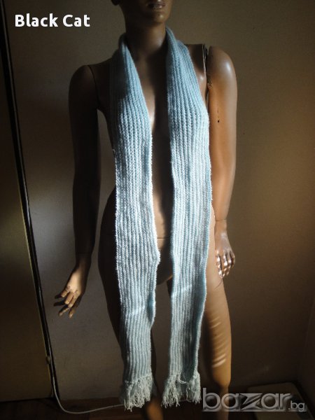 Нов кокетен син зимен дамски шал, наметка, болеро, шапка, блуза, снимка 1